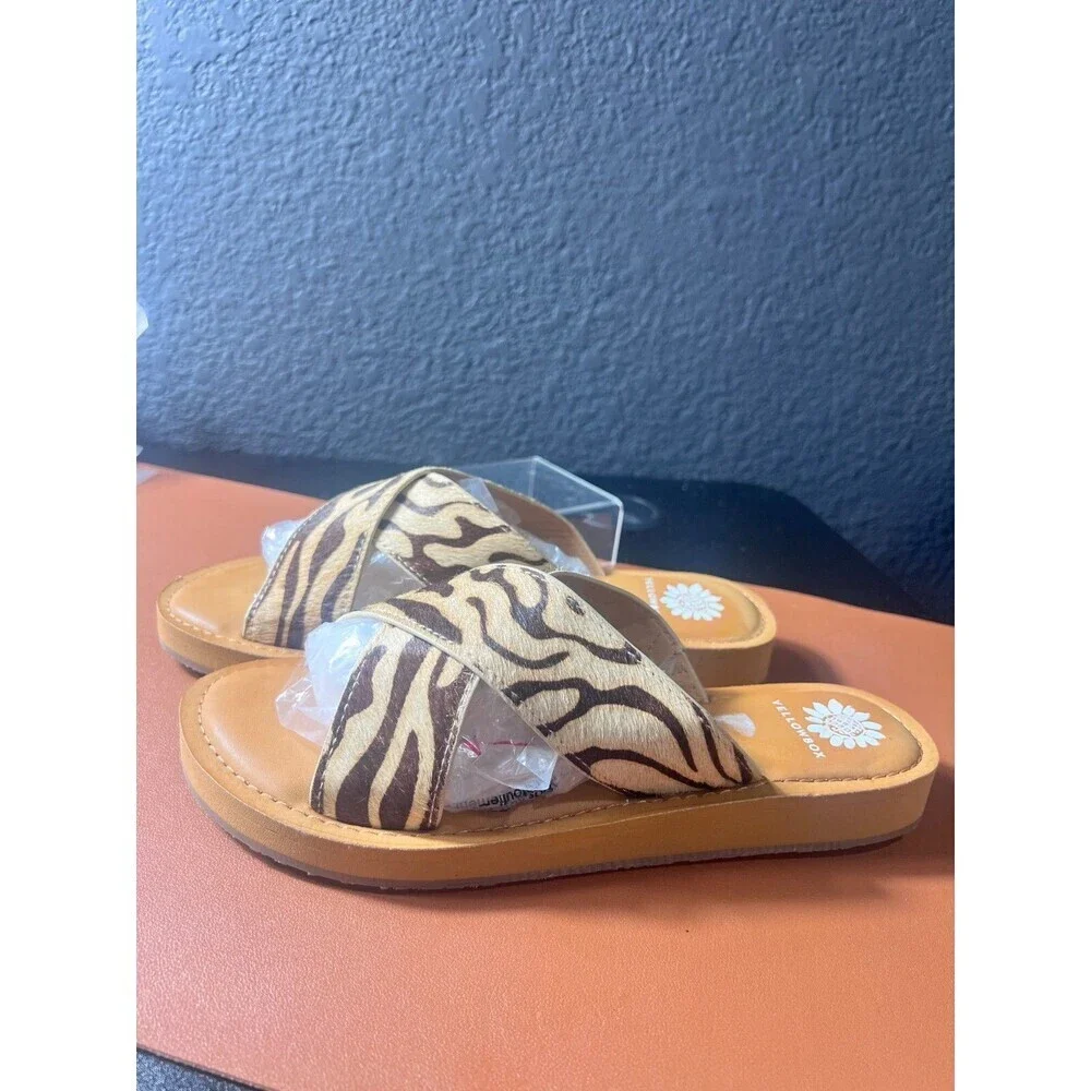 Yellowbox Zebra Ansila Leather Sandal Women's Size 9 1/2 - Picture 2 of 6